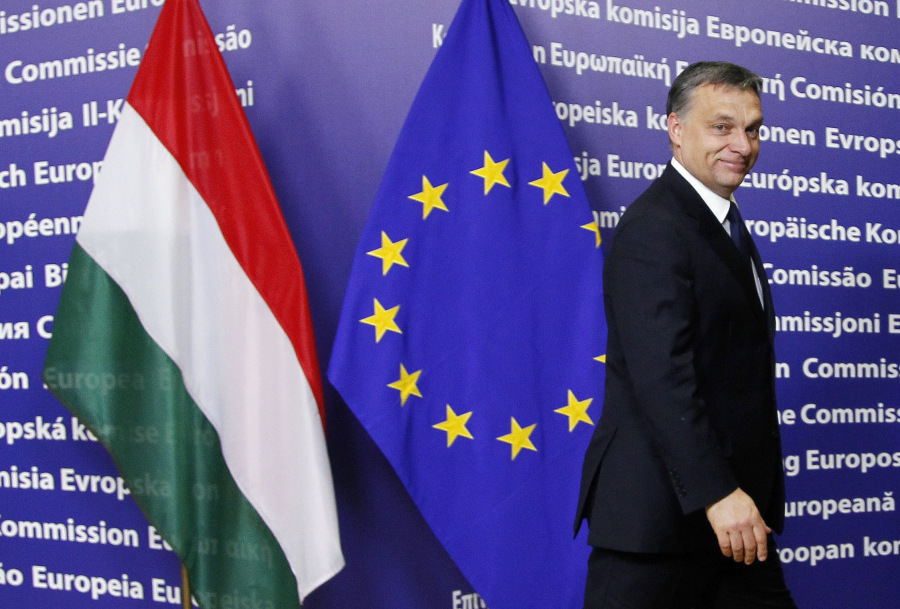 Hungary's Prime Minister Viktor Orban arrives at the European Commission headquarters in Brussels
